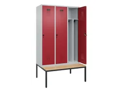 locker met bank,voor scheiding van kleding,HxBxD 2120x1200x815mm,3vak