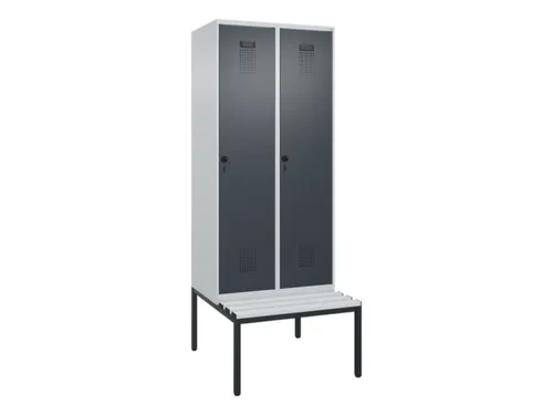 locker met bank,HxBxD 2120x800x815mm,2vak,vak B 400mm,draaigrendel