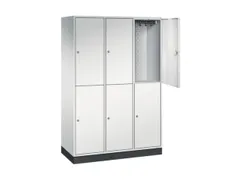 Dubbeldekse garderobekast,RAL 7035,HxBxD 1950x1220x500mm,3x2vak.