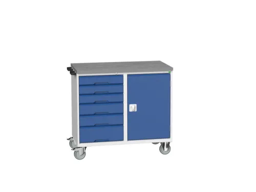 montagetafel 980x1050x600mm linoleumblad 6 laden kast front RAL5010