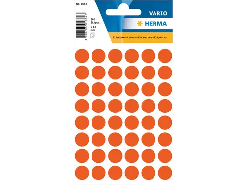 HERMA 1862 Multipurpose etiketten Rond 13mm Rood 240 stuks