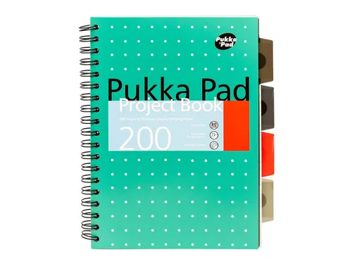 Projectboek Pukka Metallic B5 lijn 4-tabs 200 pagina's 80 gram groen