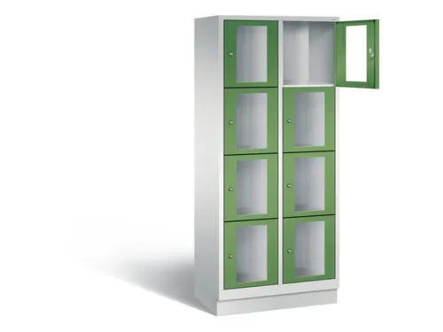 Lockerkast 1800x810x500mm 2x4 vakken Cilinderslot, Sokkel, RAL6011