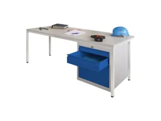 Werkplaatsbureau 1700x800x720mm 3laden Rechts Ral7035 Front Ral5010 - 1
