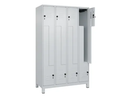Z-garderobekast,HxBxD 1950x1200x500mm,vak B 150/300mm,draaigrendel