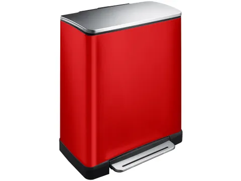 E-Cube recycling pedaalemmer Rood Mat RVS 28+18 Liter