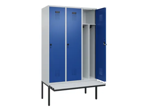 locker met bank,voor scheiding van kleding,HxBxD 2120x1200x815mm,3vak