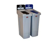 Slim Jim Recyclingstation Duits Deksel Gesloten Zwart Papier Blauw