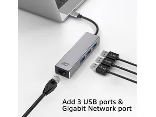 Hub ACT USB-C 3.0 3x USB-A Gigabit ethernet - 6
