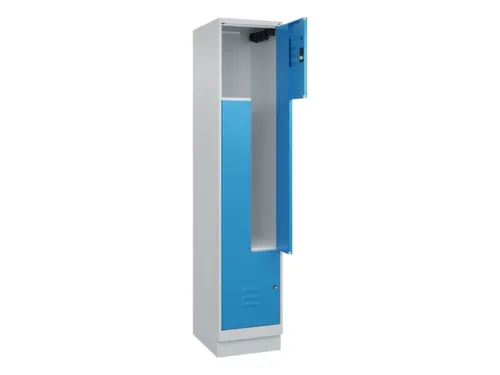 Z-garderobekast,HxBxD 1950x400x500mm,vak B 200/400mm,cil.-slot,sokkel