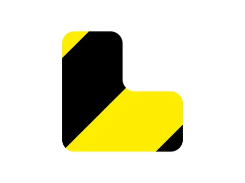 plaksymbool,L-vorm,markering HxB 100x100mm,polycarbonaat,geel/zwart