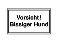 aanwijzingsbord,Pas op! Bijtende hond,aluminium gemerkt,gemoffeld,wit