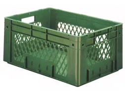 Euronorm Stapelkrat 270x600x400mm 50l Opengewerkt/Bodem Gesl. Groen