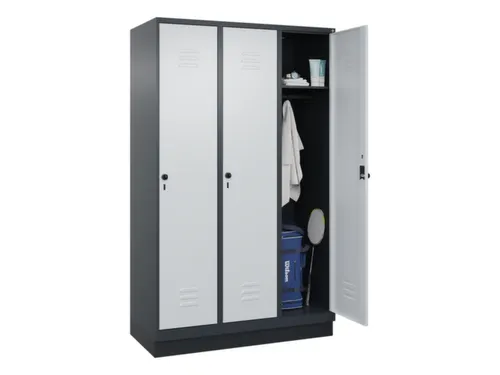 locker,HxBxD 1950x1200x500mm,3vak,vak B 400mm,draaigrendel,sokkel