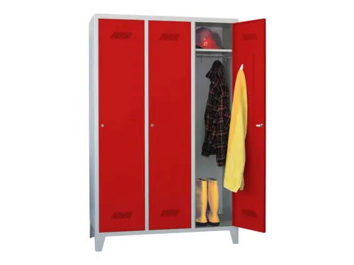 lockerkast,HxBxD 1850x1200x500mm,3vak,RAL7035,front RAL3000