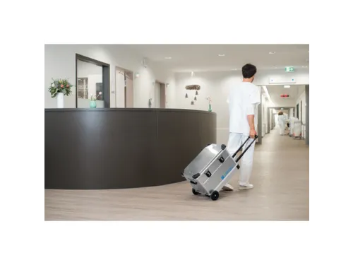 Transportkist Aluminium 60l 385x 600x 400mm 2wielen 3-delige Trekgreep