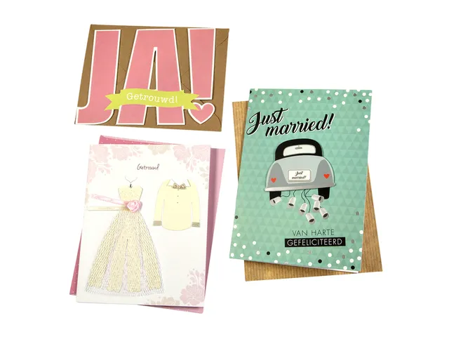 Wenskaart Paperclip huwelijk navulset à 6 stuks