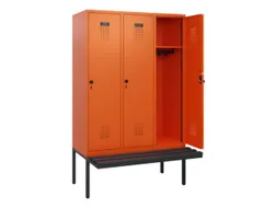 locker met bank,HxBxD 1950x1200x815mm,3vak,vak B 400mm,draaigrendel