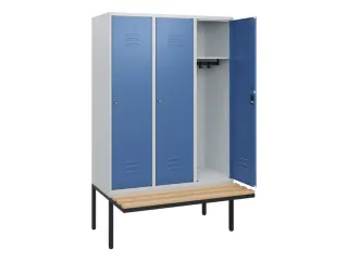 locker met bank,HxBxD 1950x1200x815mm,3vak,vak B 400mm,cil.-slot - 2