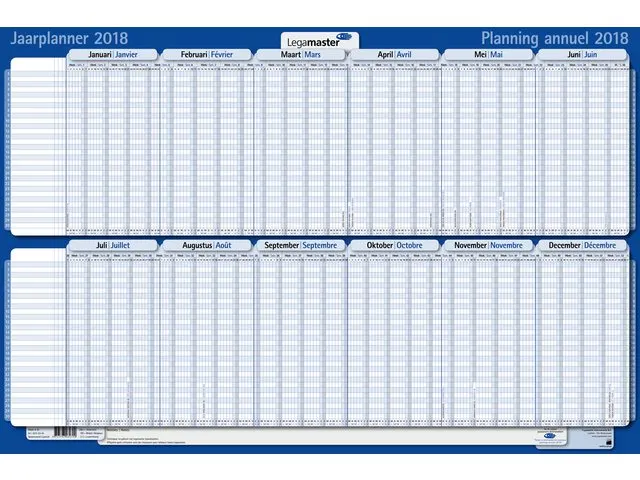 Projectplanner 2026 Legamaster 90x60cm horizontaal gelamineerd Engelst