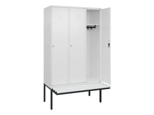 locker met bank,HxBxD 2120x1200x815mm,3vak,vak B 400mm,cil.-slot