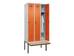 locker met bank,HxBxD 2120x900x815mm,3vak,vak B 300mm,draaigrendel