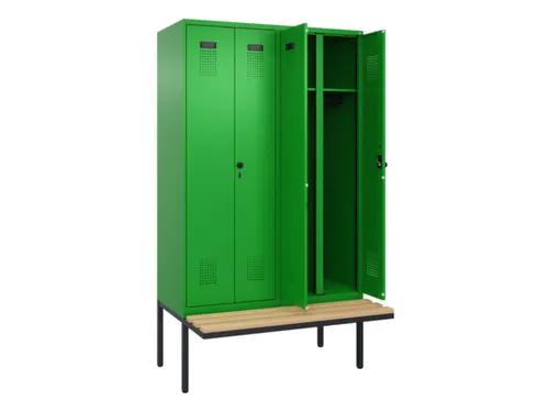locker met bank,voor scheiding van kleding,HxBxD 2120x1200x815mm,4vak