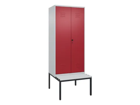 PBM-locker met bank,HxBxD 2120x800x815mm,2vak,vak B 400mm,draaigrendel