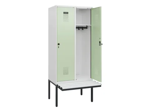 locker met bank,HxBxD 1950x800x815mm,2vak,vak B 400mm,draaigrendel