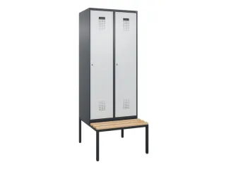 locker met bank,voor scheiding van kleding,HxBxD 2120x800x815mm,2vak - 2