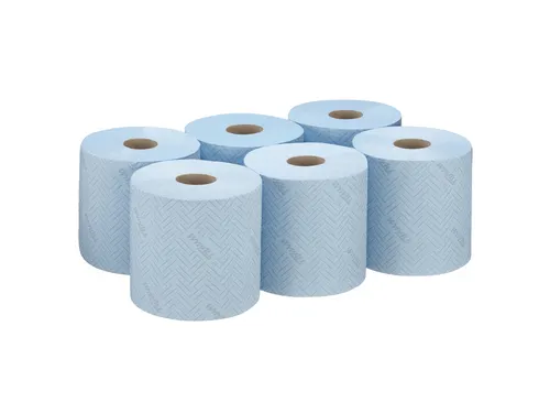 Poetsrol WypAll L10 1-laags 19,5x304m 800vel blauw 7255
