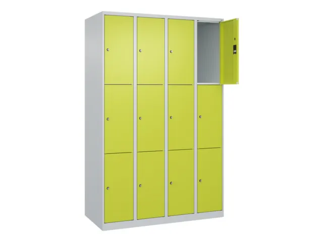 lockerkast,HxBxD 1850x1200x500mm,4x3vakken,vak B 300mm,cil.-slot
