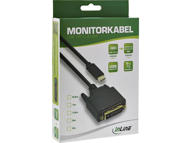 Kabel inLine USB-C DVI 24+1 3.1 1080P M/M 2 meter zwart