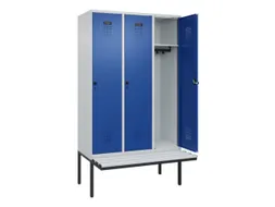 locker met bank,HxBxD 2120x1200x815mm,3vak,vak B 400mm,draaigrendel