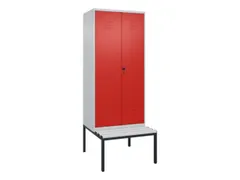 PBM-locker met bank,HxBxD 2120x800x815mm,2vak,vak B 400mm,draaigrendel