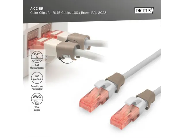 Kleurclips Voor Patchkabels RJ45-stekkers Bruin100 Stuks