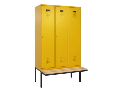locker met bank,voor scheiding van kleding,HxBxD 2120x1200x815mm,3vak