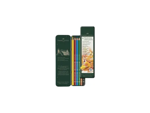 Kleurpotlood Faber-Castell Polychromos blik 6 stuks basiskleuren