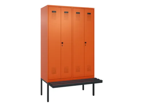 PBM-locker met bank,HxBxD 2120x1200x815mm,4vak,vak B 300mm