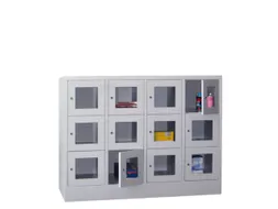 lockerkast,HxBxD 1187x1600x500mm,4x3vakken,RAL7035,front RAL6011