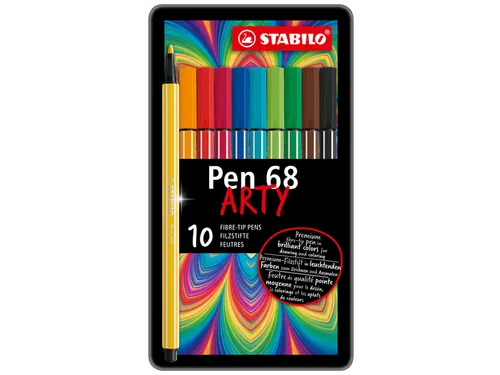 Viltstift STABILO Pen 68/10 Arty medium assorti blik à 10 stuks