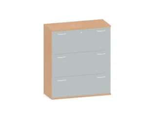 hangmappenkast 1150x1000x430mm 3hangmappenframes beuken + Lichtgrijs - 1