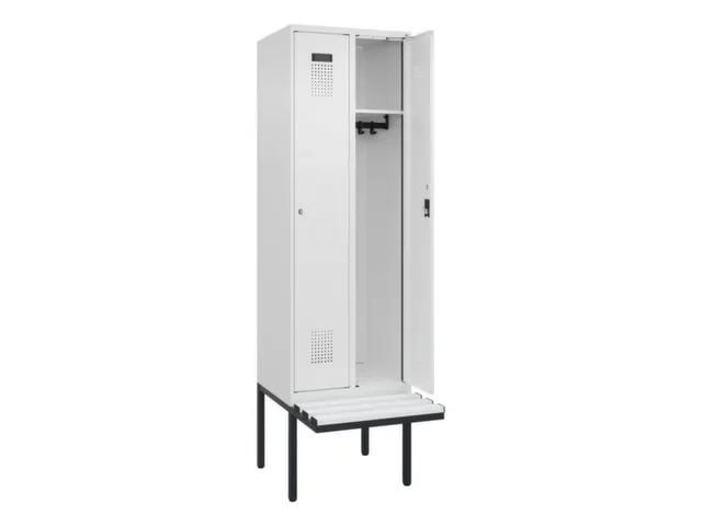 locker met bank,HxBxD 2120x600x815mm,2vak,vak B 300mm,cilinderslot
