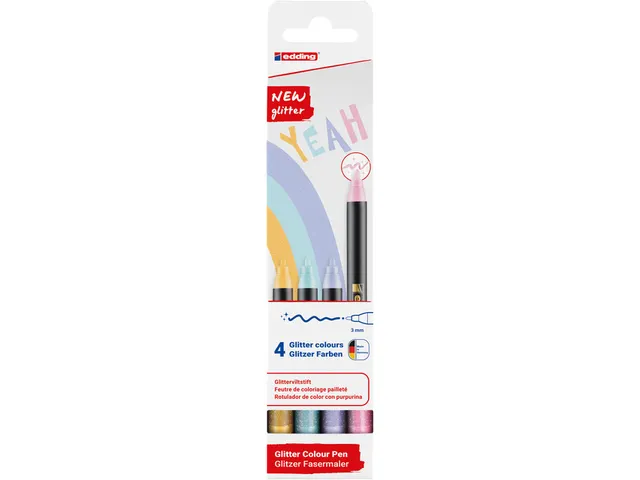Fineliner edding 1200 fijn glitter pastel assorti set à 4 stuks