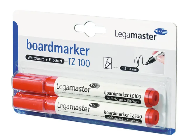 Viltstift Legamaster TZ100 Whiteboard Rond Rood 1.5-3mm 2 stuks