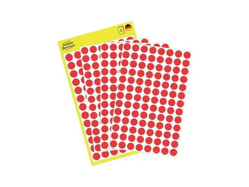 Etiket Avery Zweckform 3010 Rond Ø8mm Rood 416 Stuks