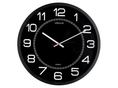 Wandklok Unilux Mega Ø57,5cm zwart cijferaanduiding