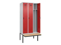 locker met bank,voor scheiding van kleding,HxBxD 2120x900x815mm,3vak