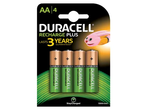 Batterij oplaadbaar Duracell 4x AA 1300mAh Plus