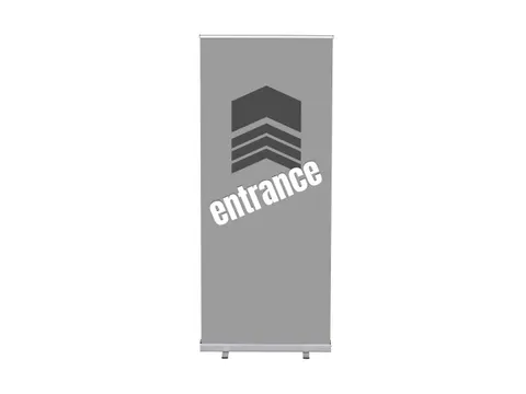 Roll-Banner 85x200 complete set met print "Entrance" Grijs